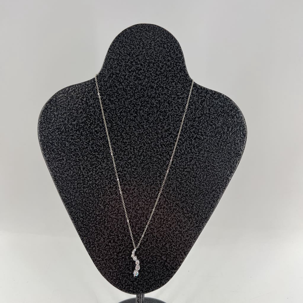 silver cz pendant necklace