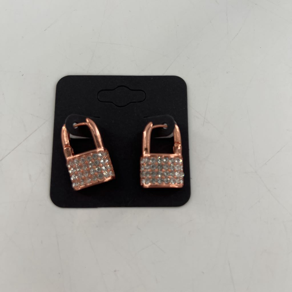 rose gold lock earrings