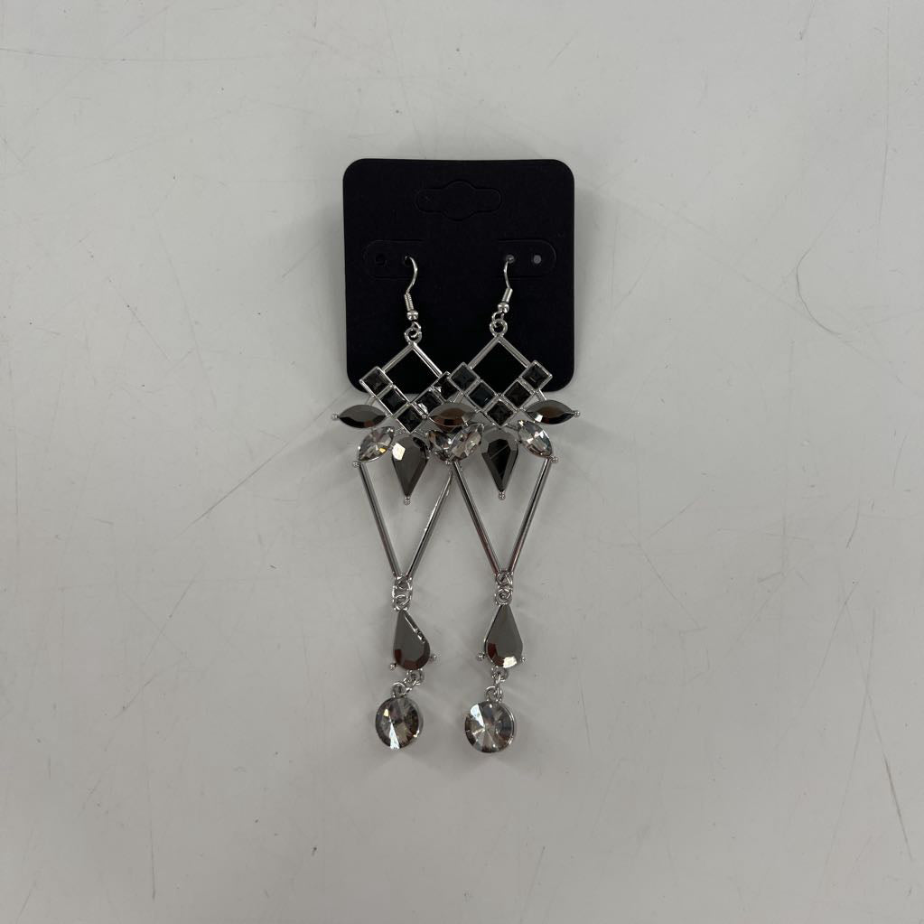 silver jeweled dangle earrings