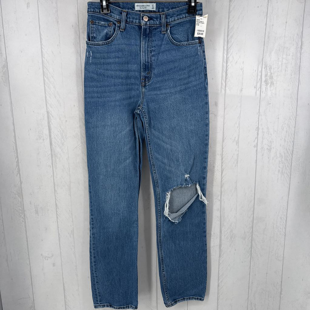 The 90s Straight Ultra High Rise Distressed Knee Jeans