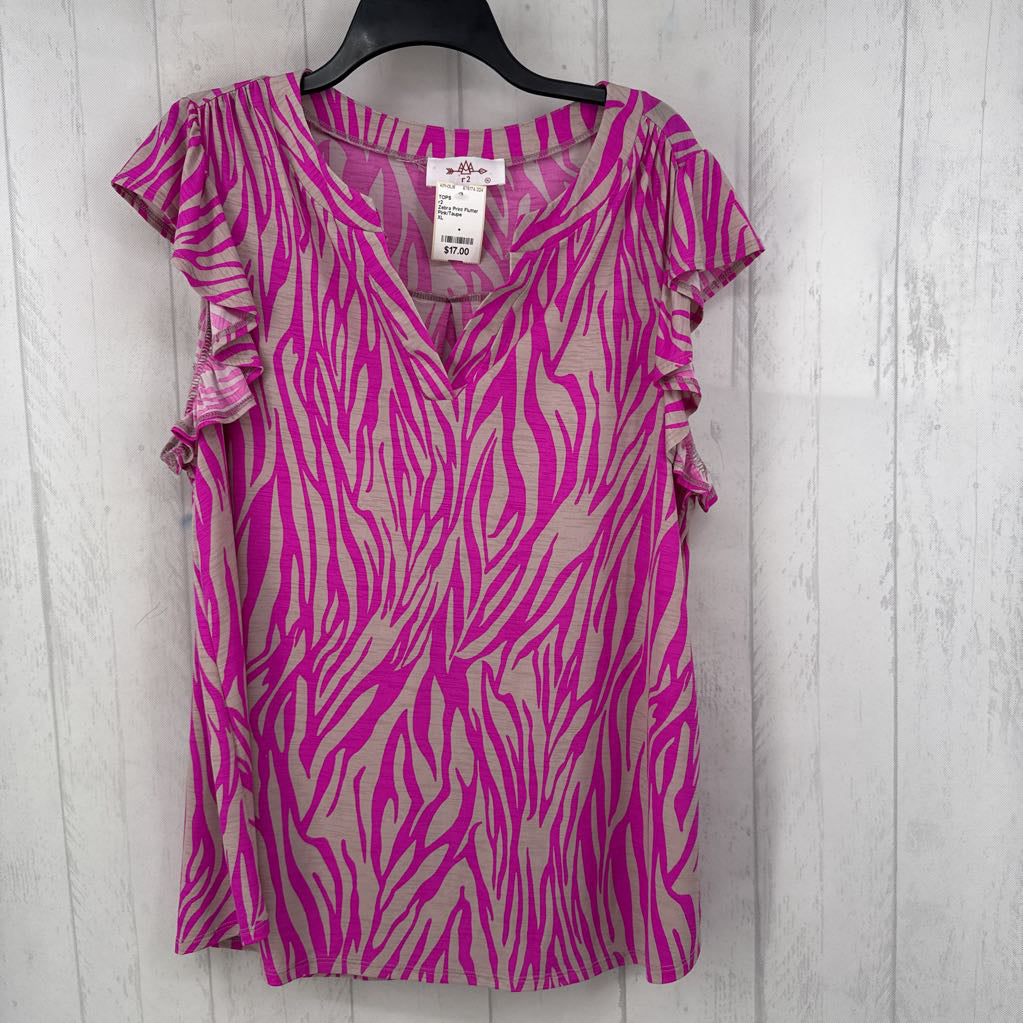 Zebra Print Flutter Sleeve Top