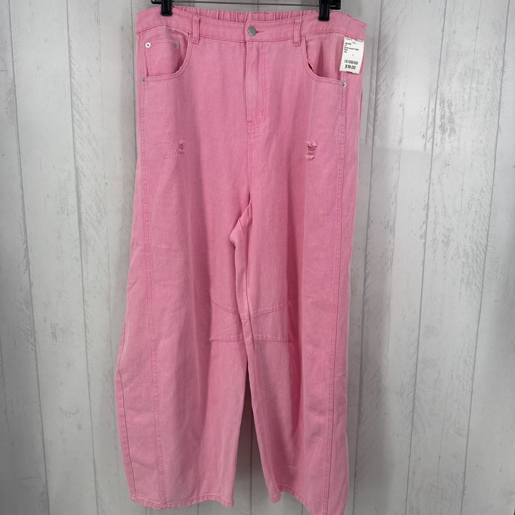 Distressed High-Rise Elastic Waist Jeans