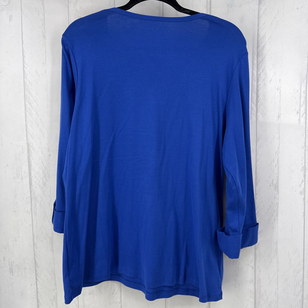 Pima Cotton V-Neck Top w/ 3/4 Sleeves
