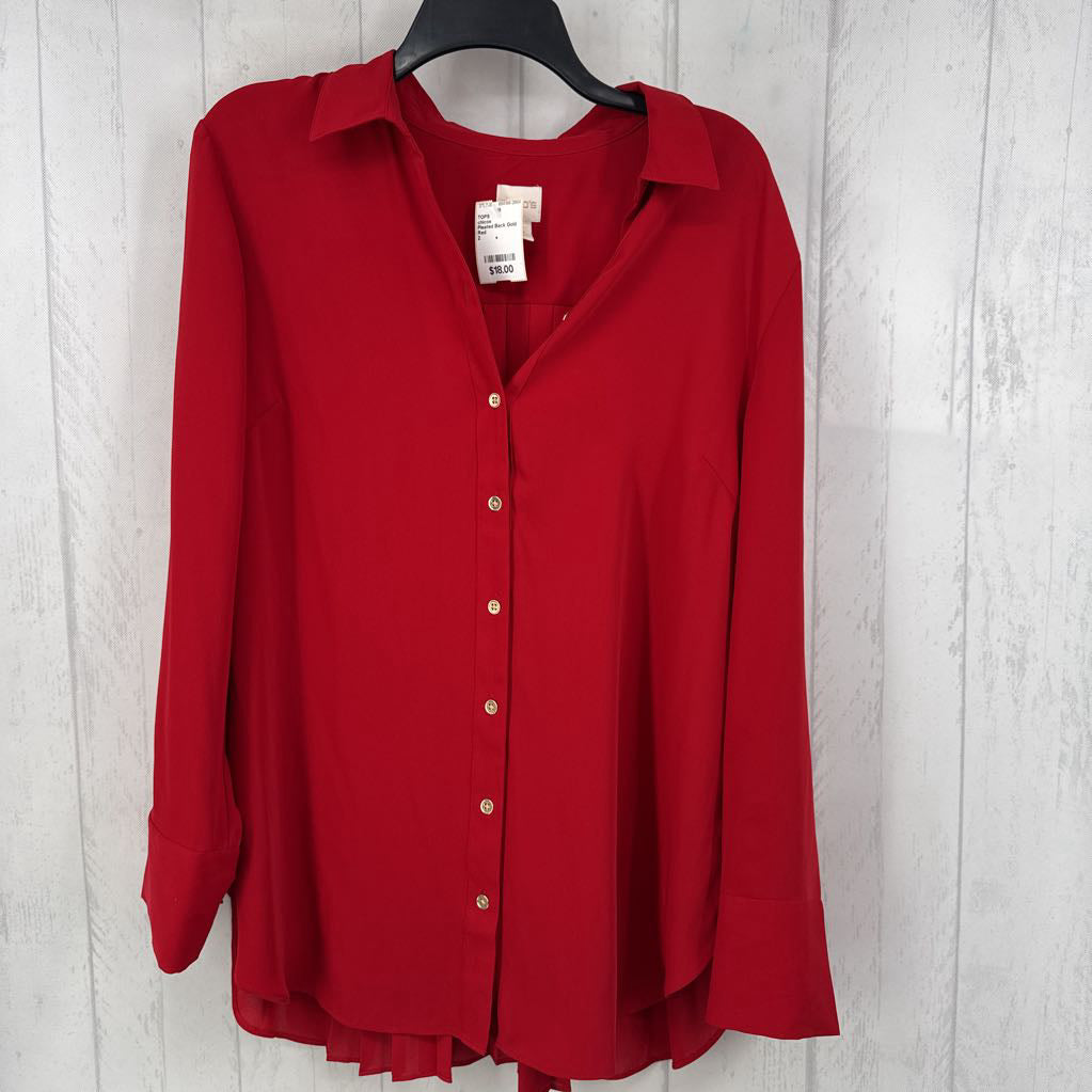 Pleated Back Gold Button Down l/s