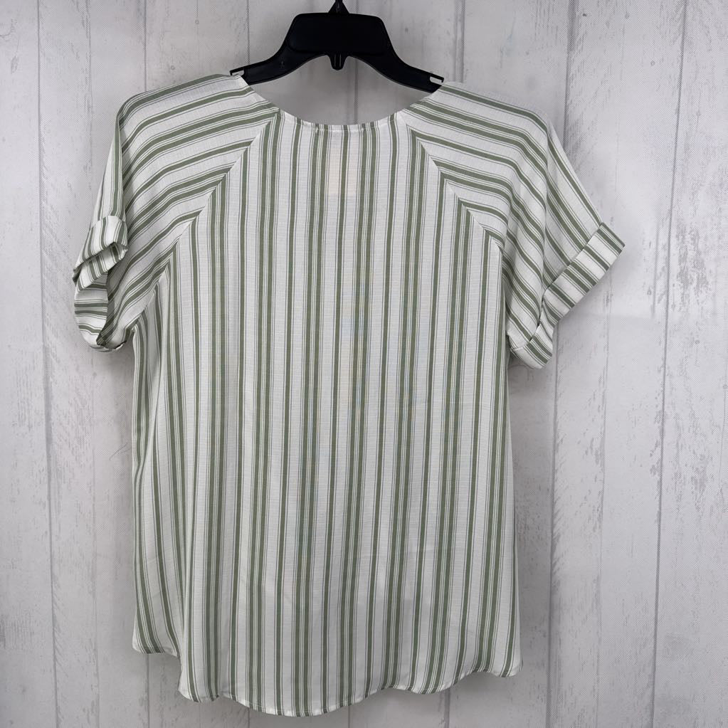 Faux Wrap Striped s/s Blouse