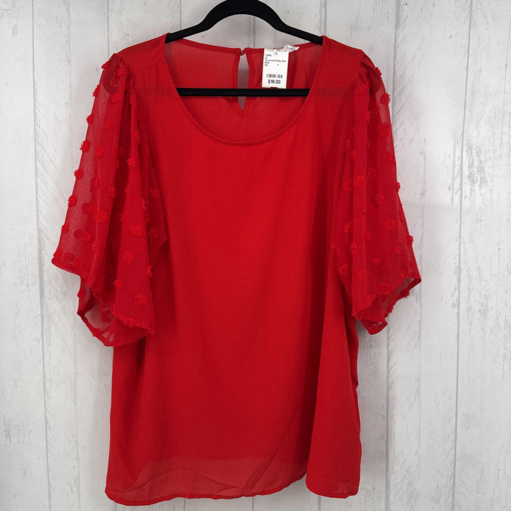 Textured Polka Dot Puff Sleeves Top