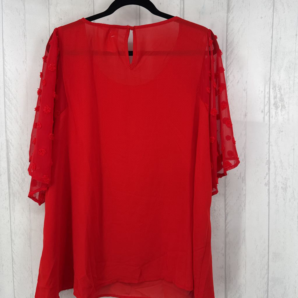 Textured Polka Dot Puff Sleeves Top