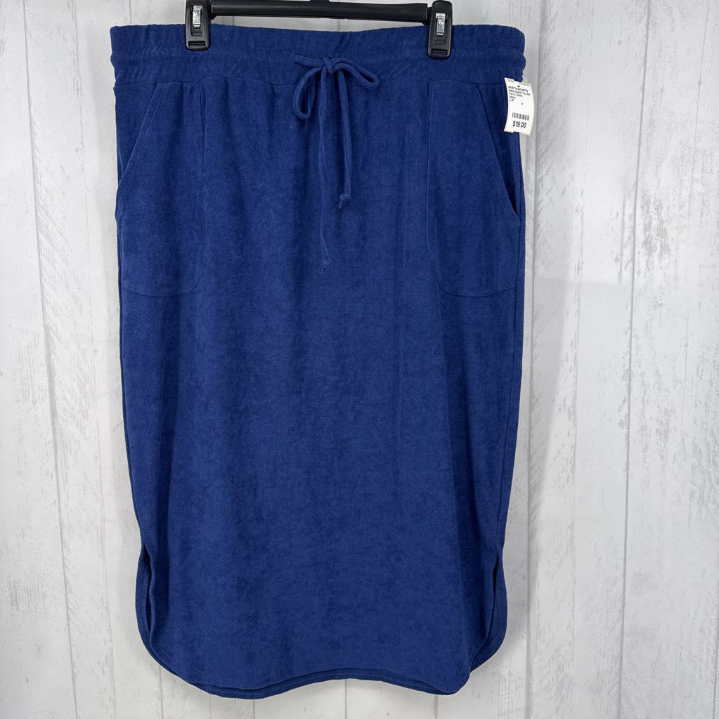 Terry Cloth Drawstring Long Skirt