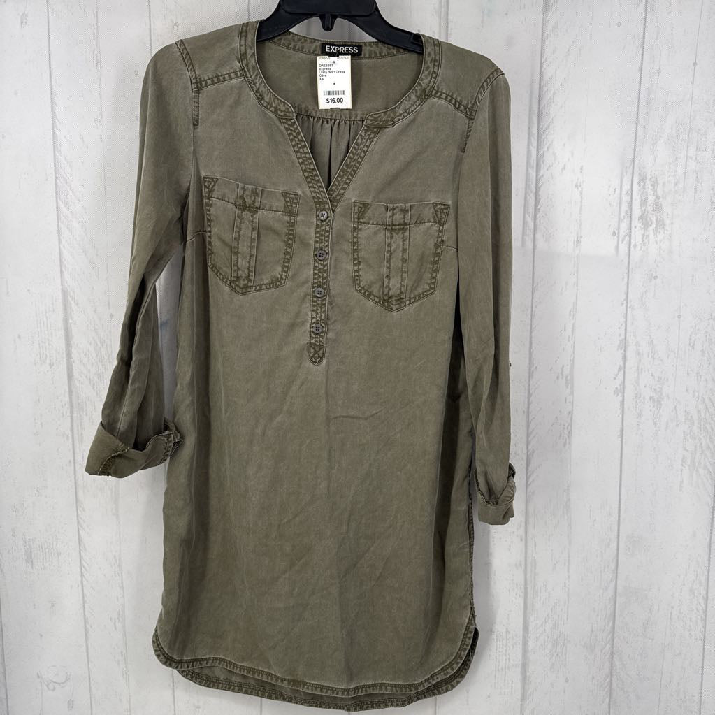 Utility Shirt Dress w/ Roll Sleeves