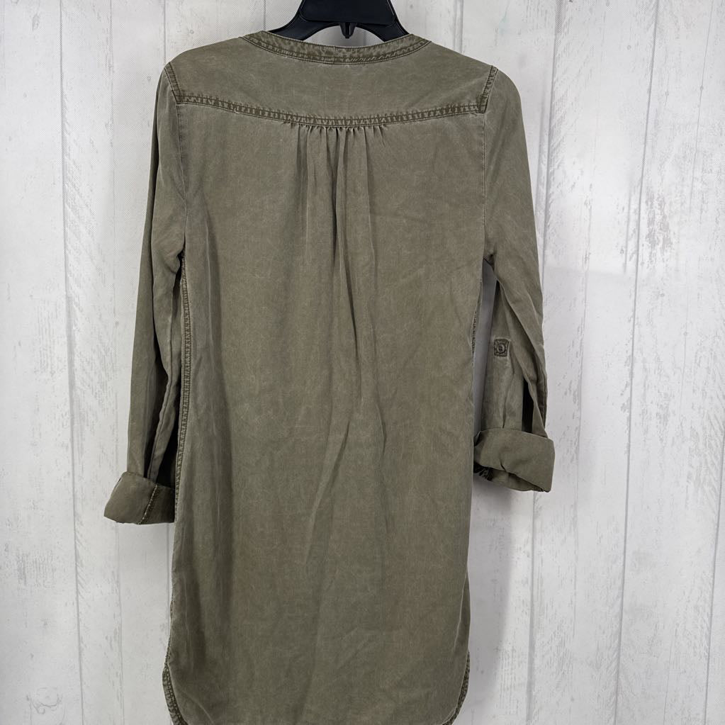 Utility Shirt Dress w/ Roll Sleeves