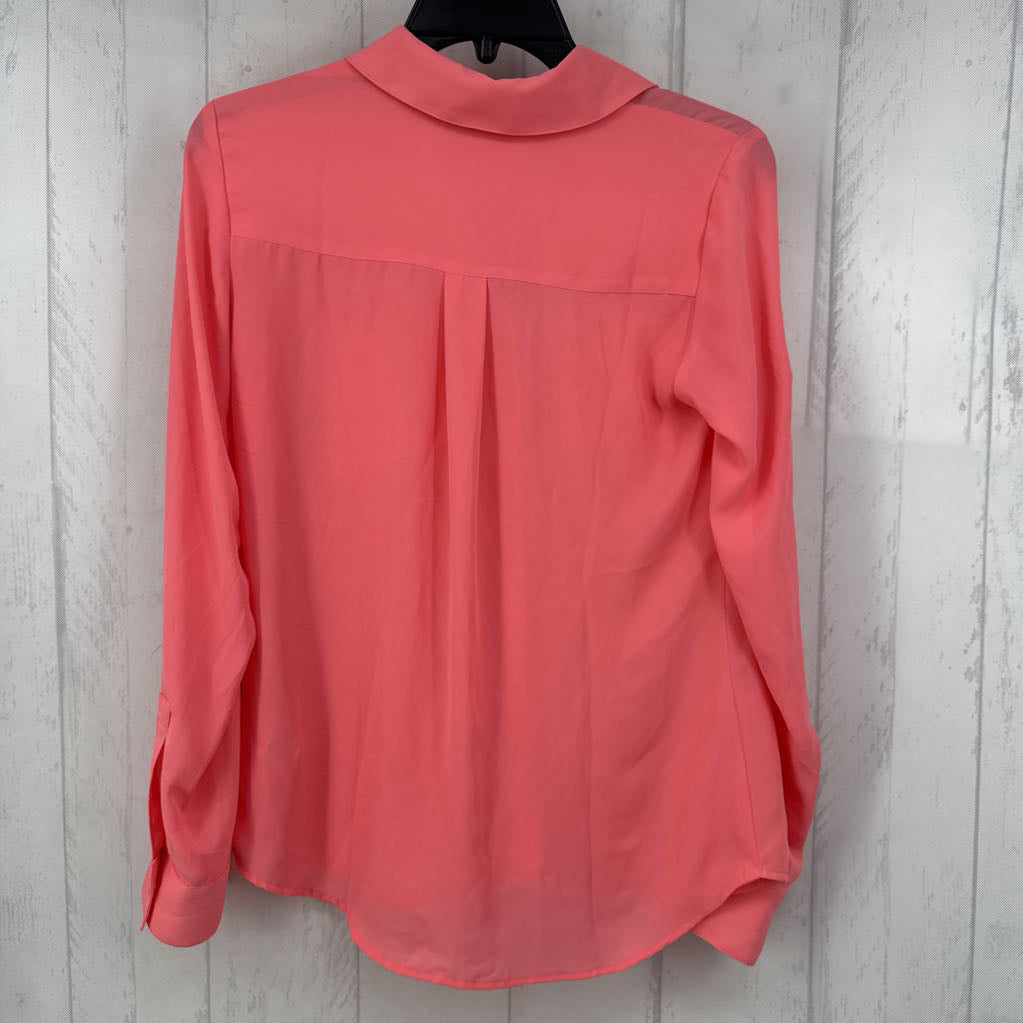 Semi-Sheer Front Pockets Button Down