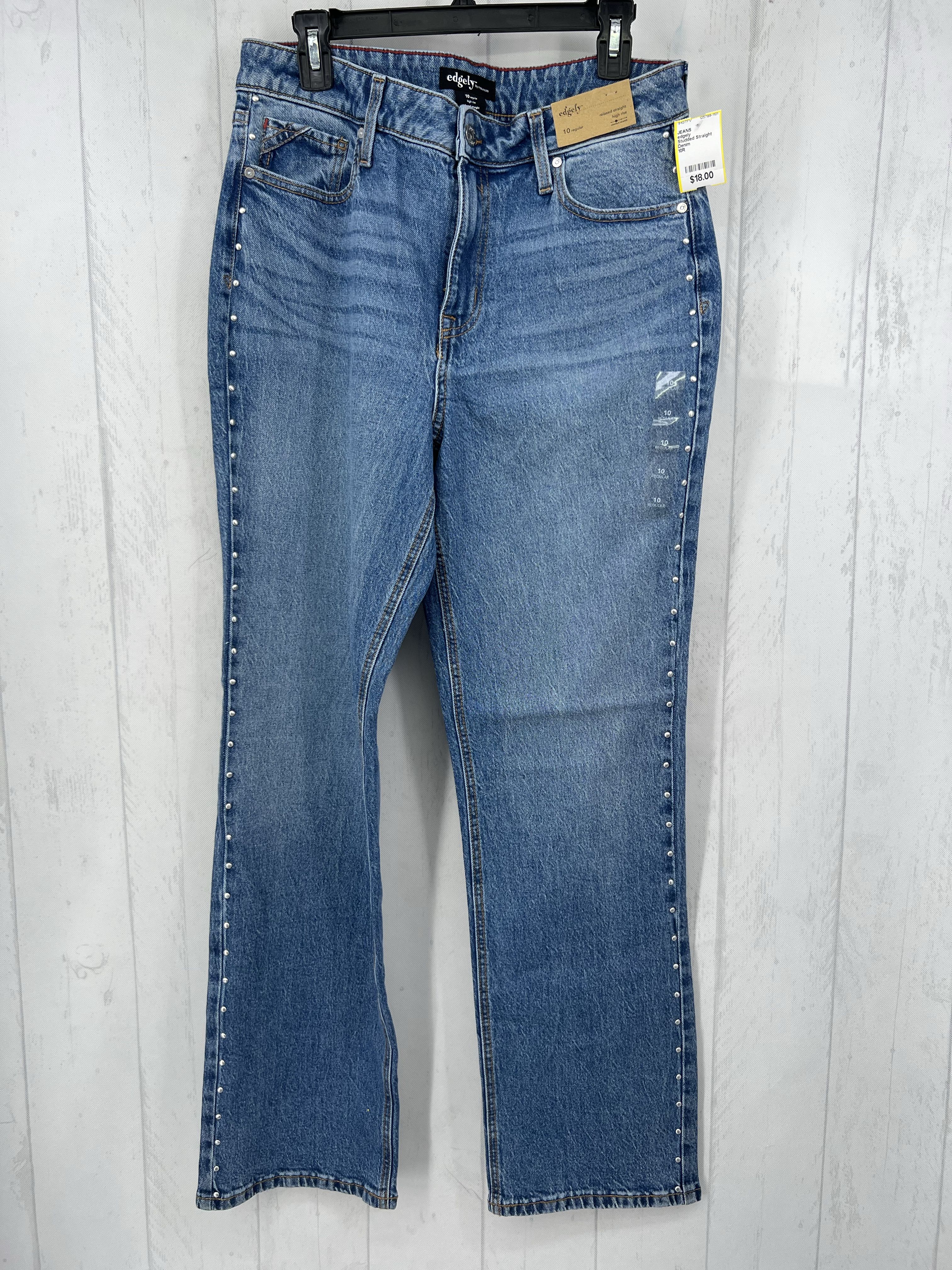 Studded Straight Leg Jeans in Medium Wash