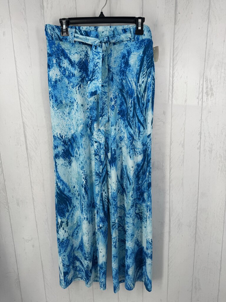 R104 M/L printed belted wide leg pant