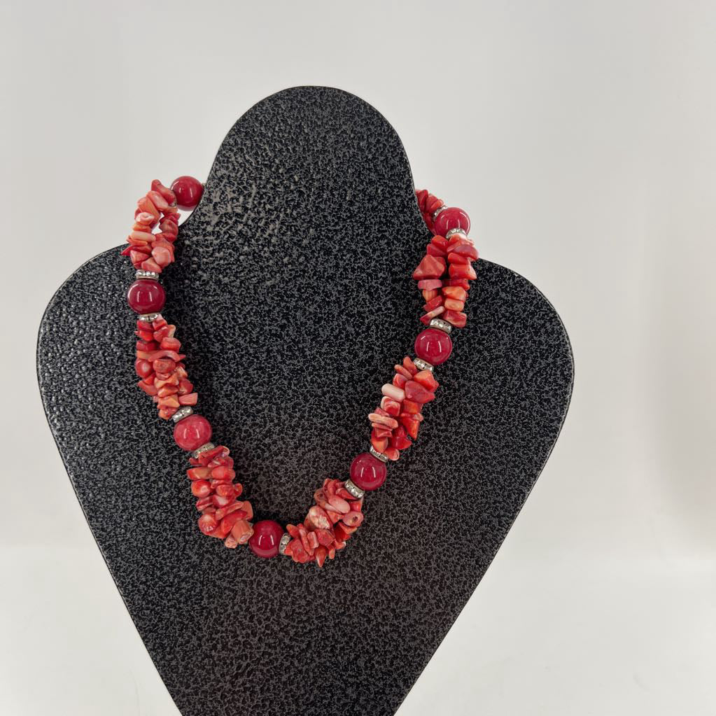 red stone cluster necklace