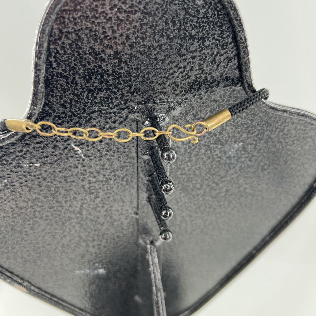 12" blk cord gold leaf pendant necklace