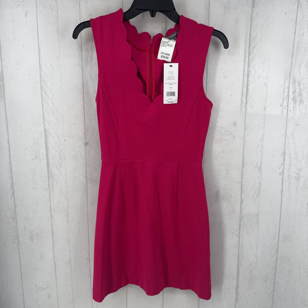 R148 2 scalloped v-neck slvs dress