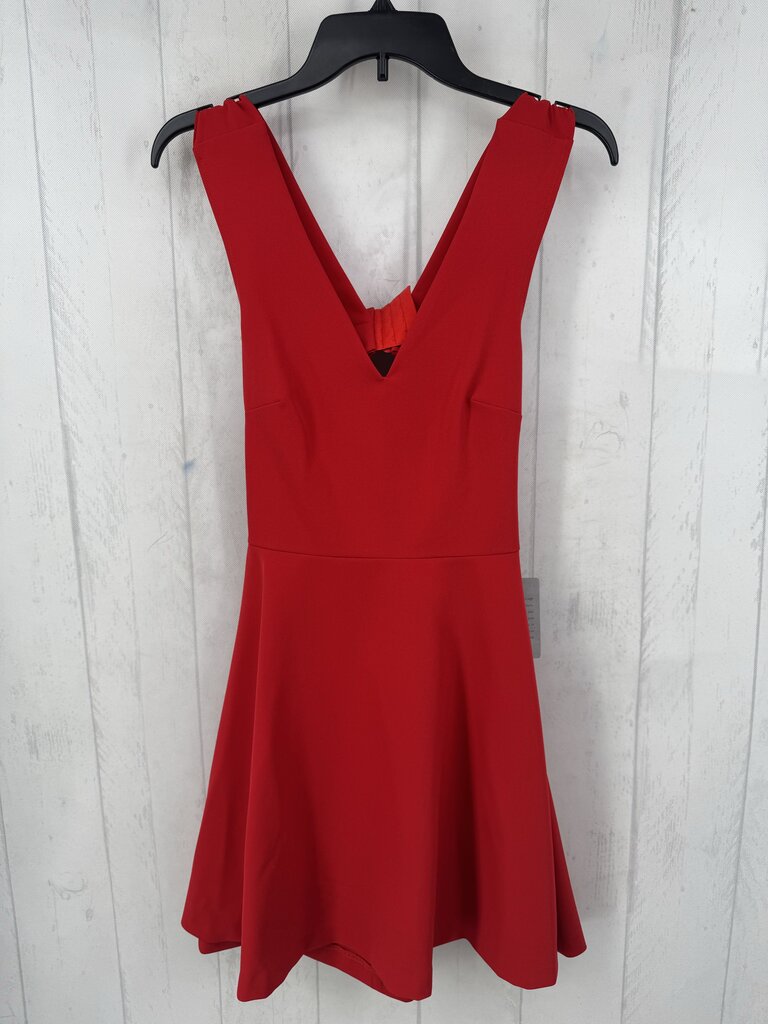 R118 XS open back v-neck slvls dress