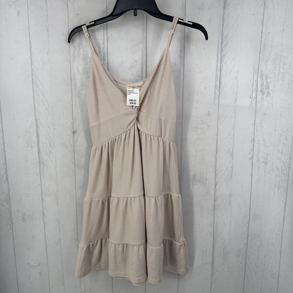 L ribbed gathered slvls dress