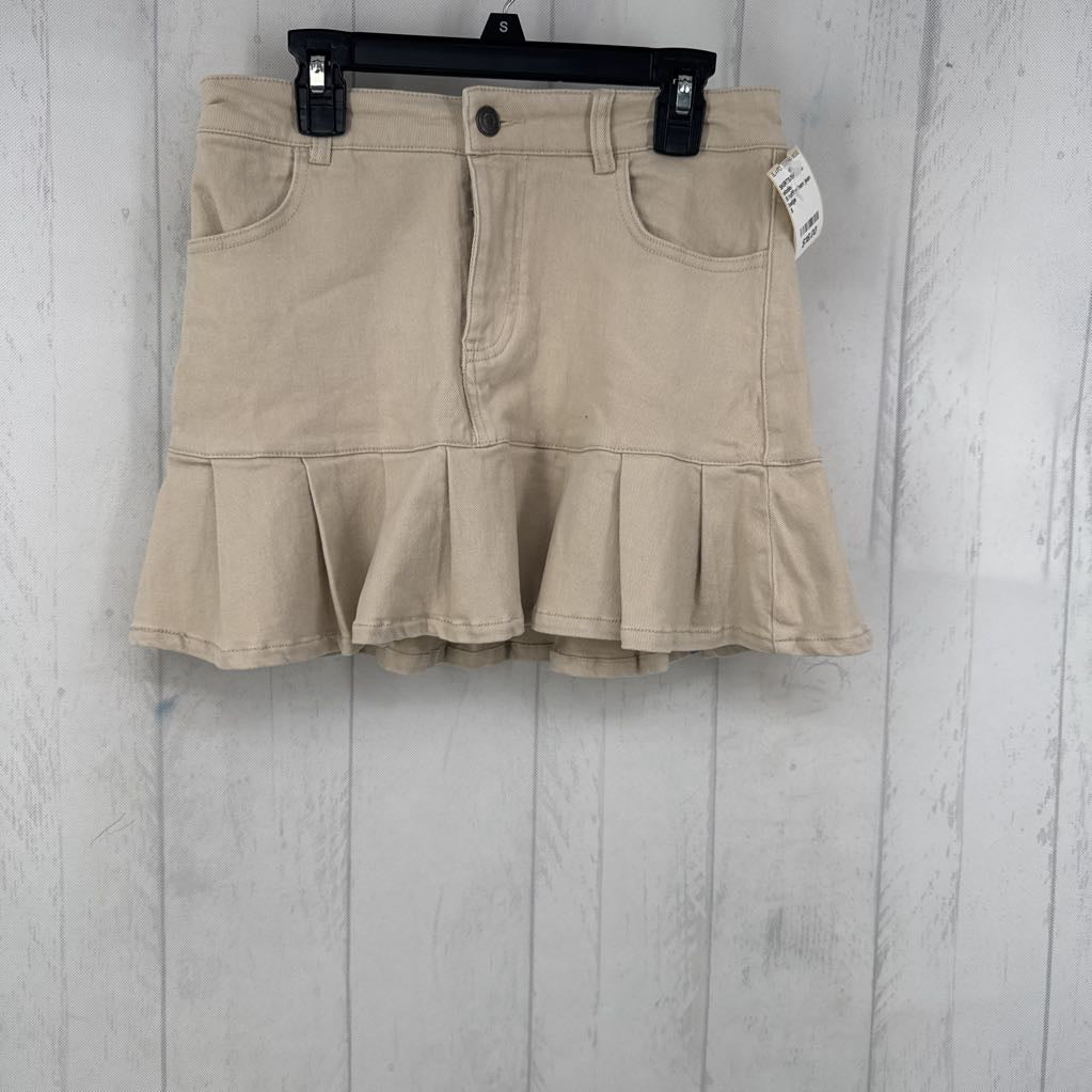 S ruffled hem jean skirt