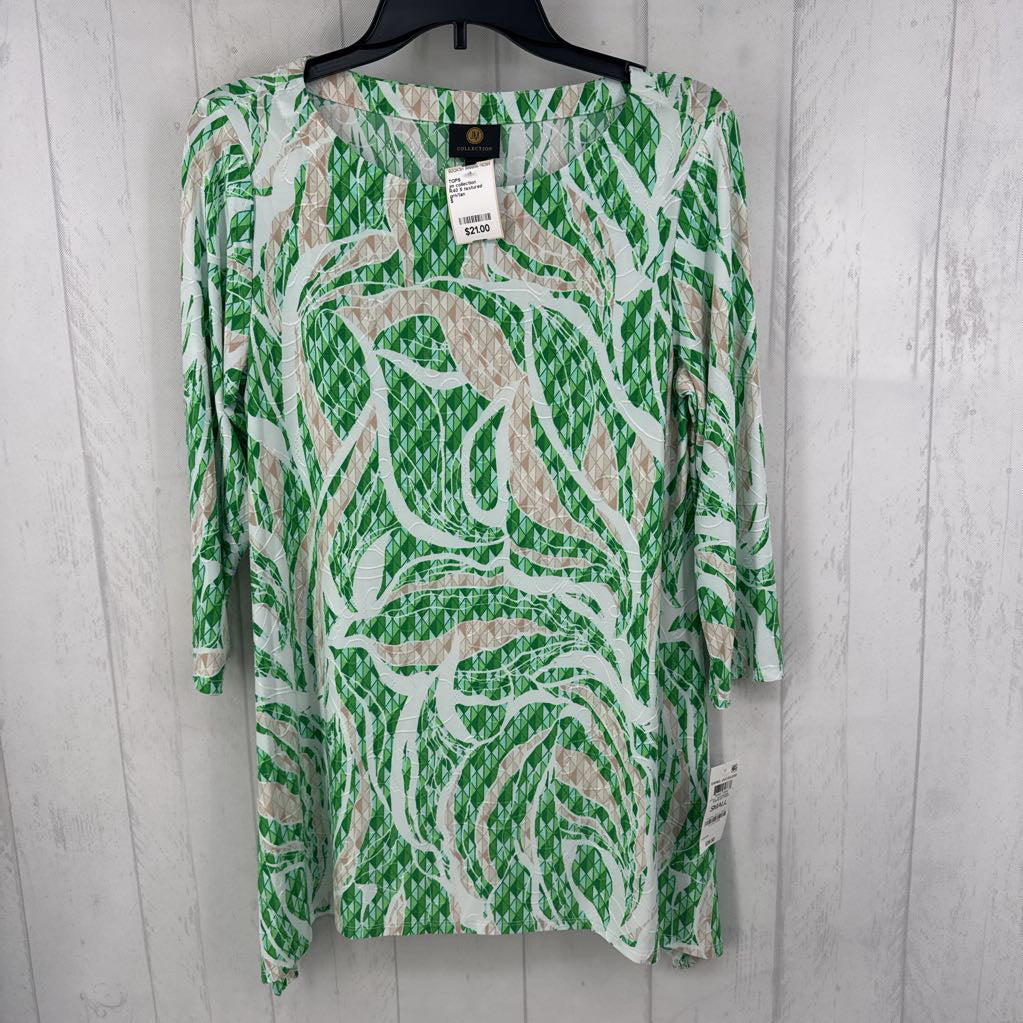 R40 S textured asymetrical hem 3/4 slv top