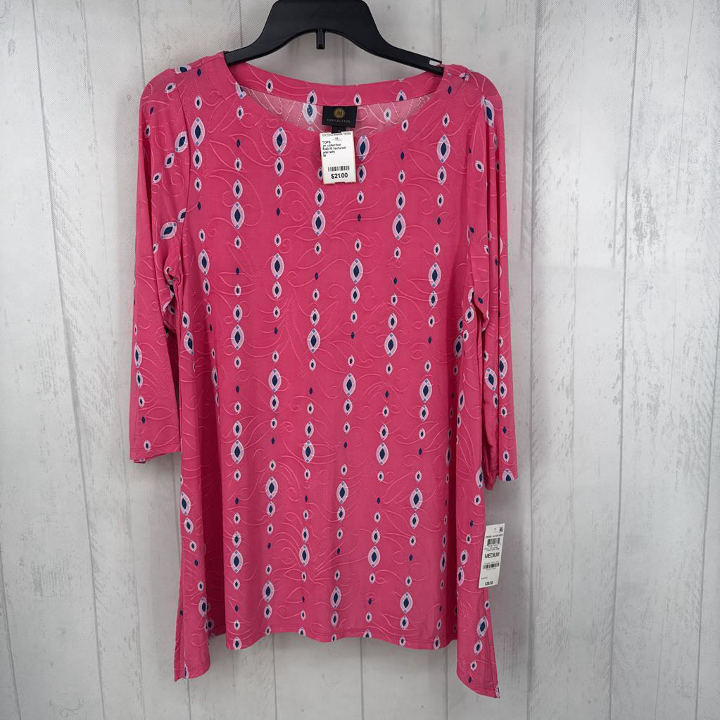 R40 M textured asymetrical hem 3/4 slv top