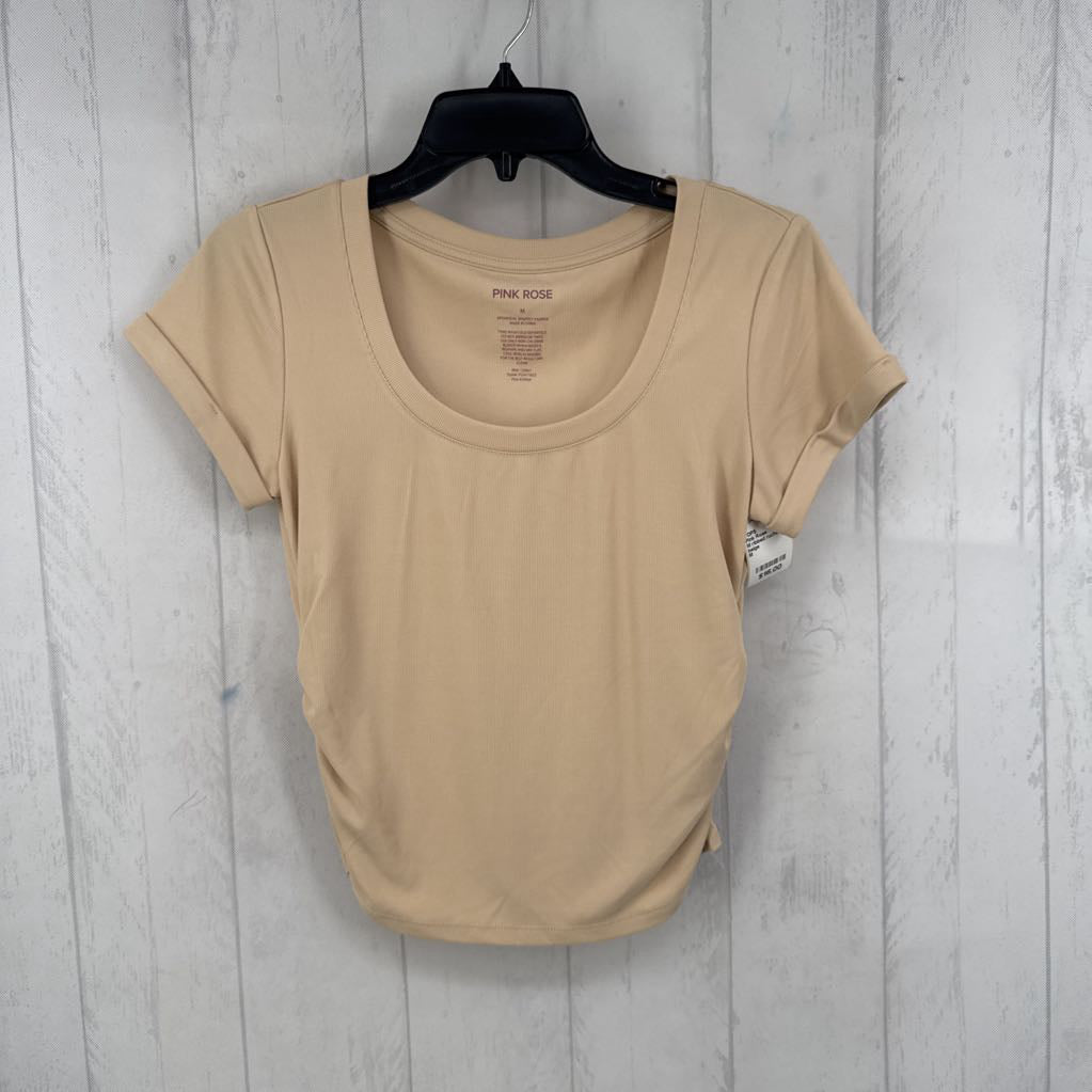 M ribbed ruched s/s tee