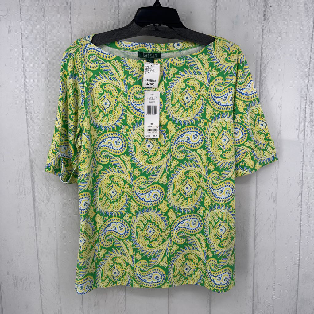 R30 XL paisley print elbow slv tee