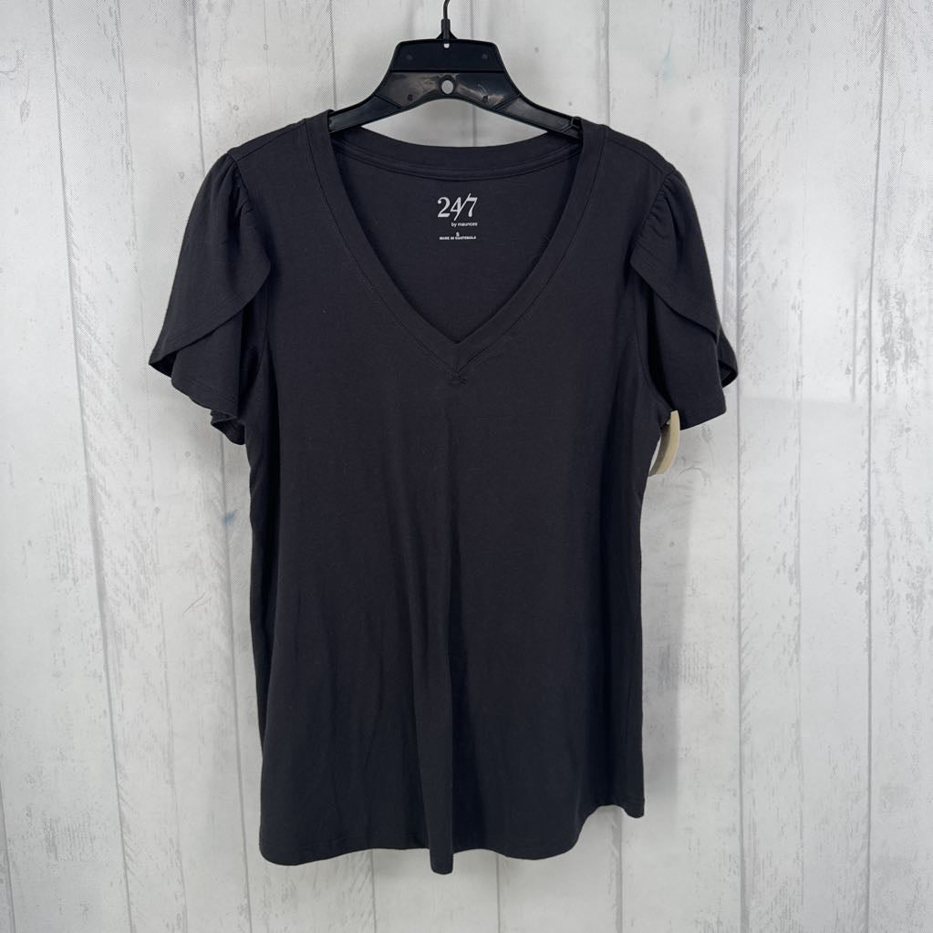 S v-neck split slv s/s tee