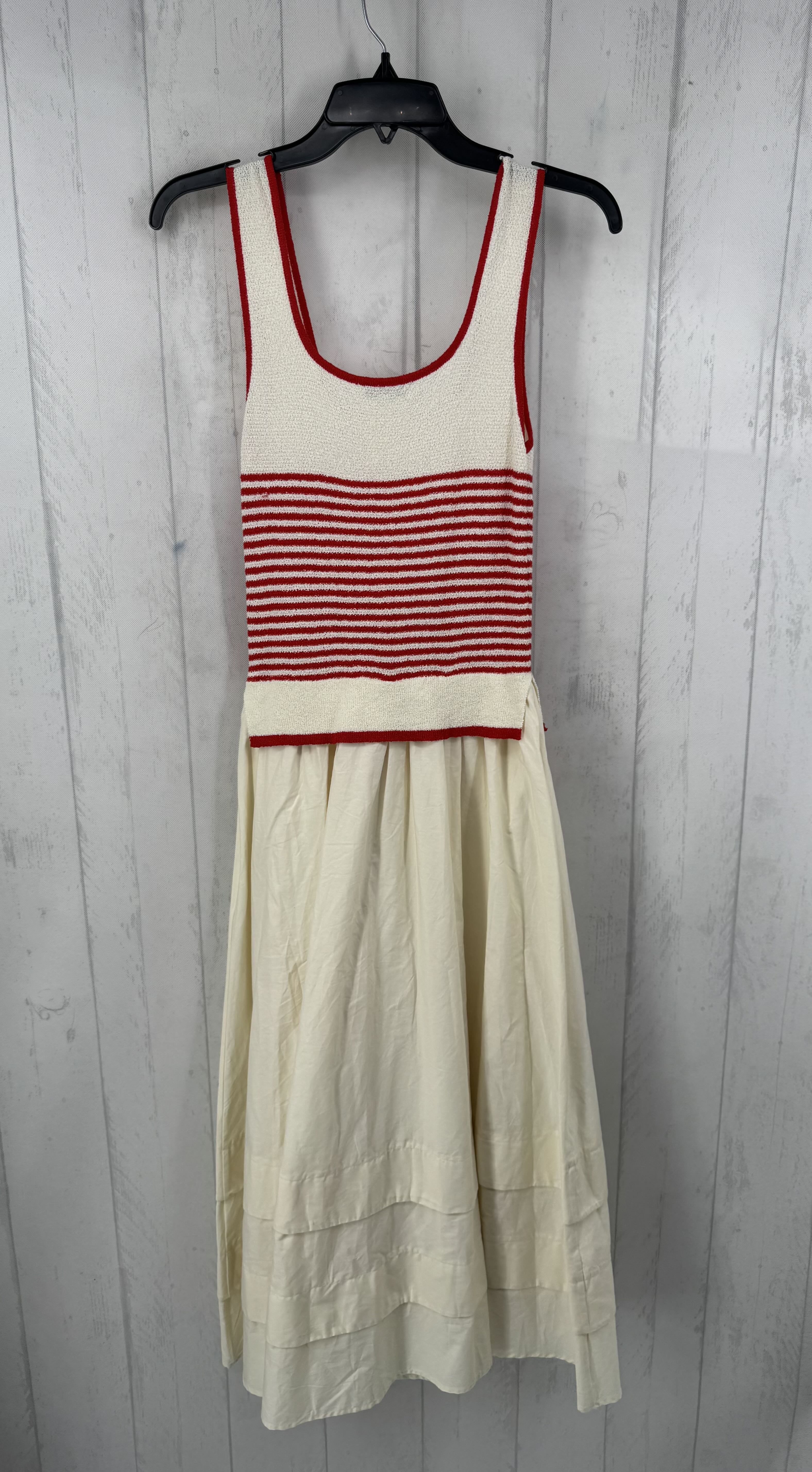 S striped tiered bottom slvls dress