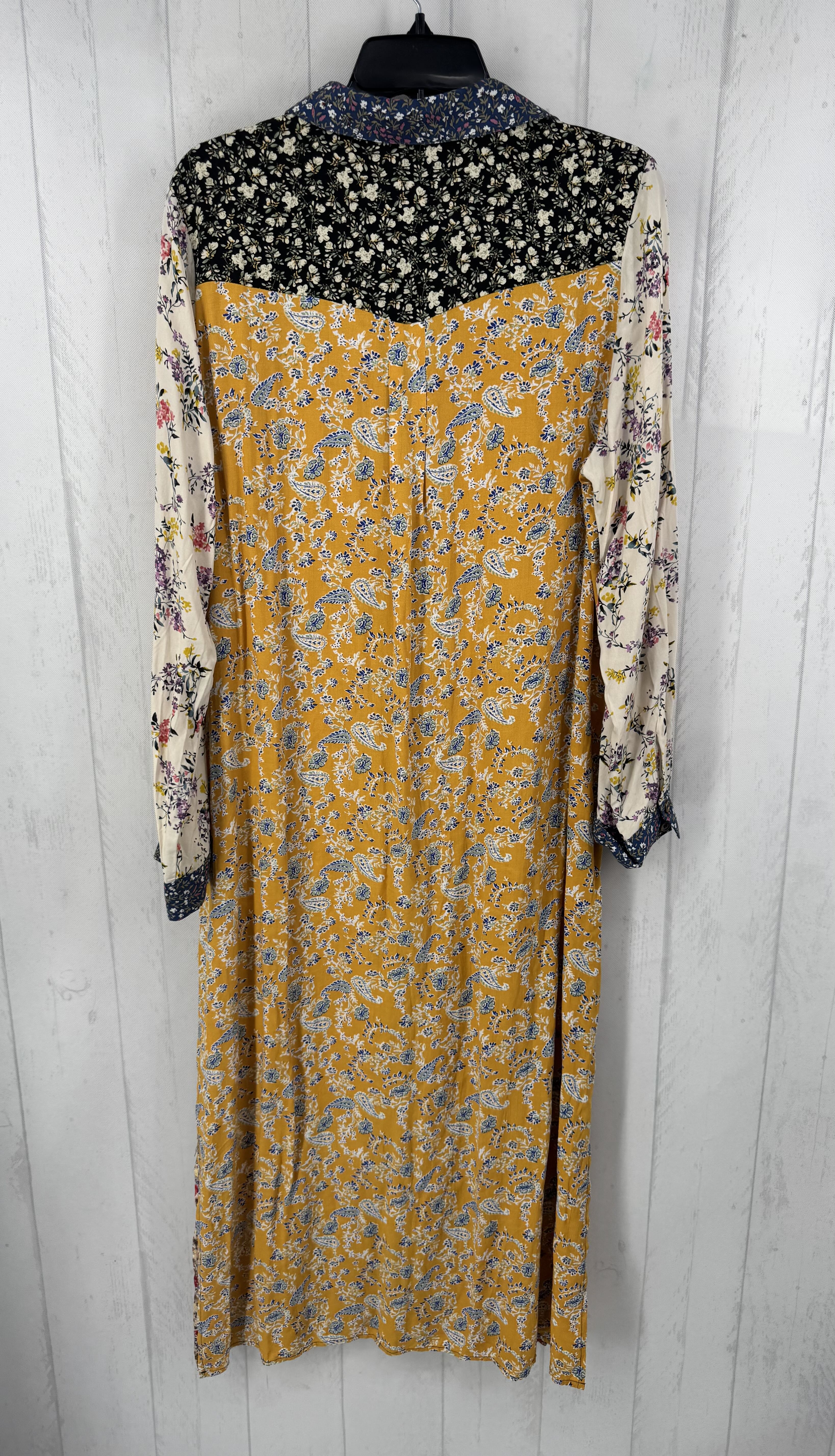 M flo print button down l/s dress