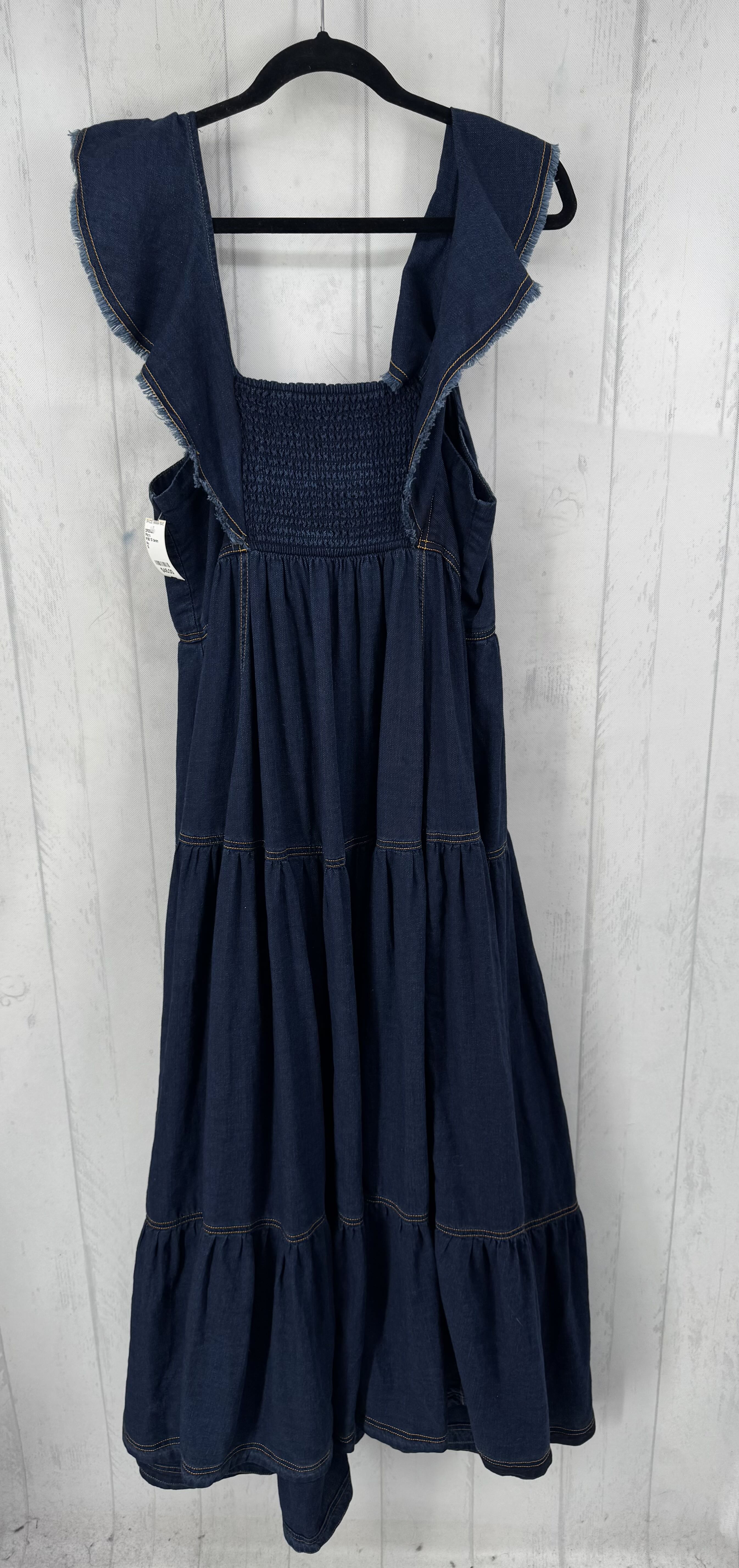 R190 1X denim button down tiered slvls dress