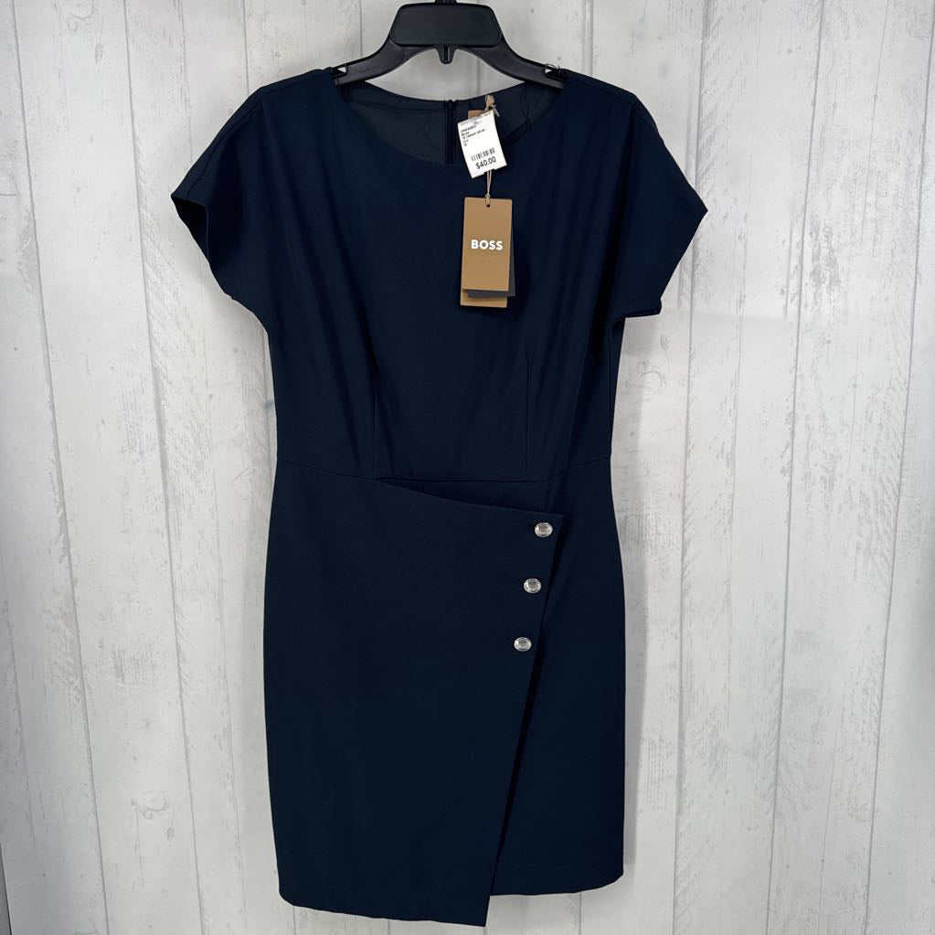 12 ribbed silver button detail s/s dress