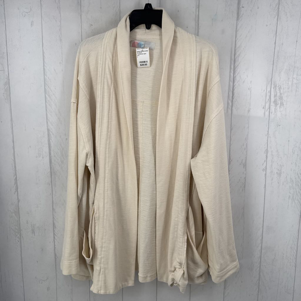 L textured open front cardi