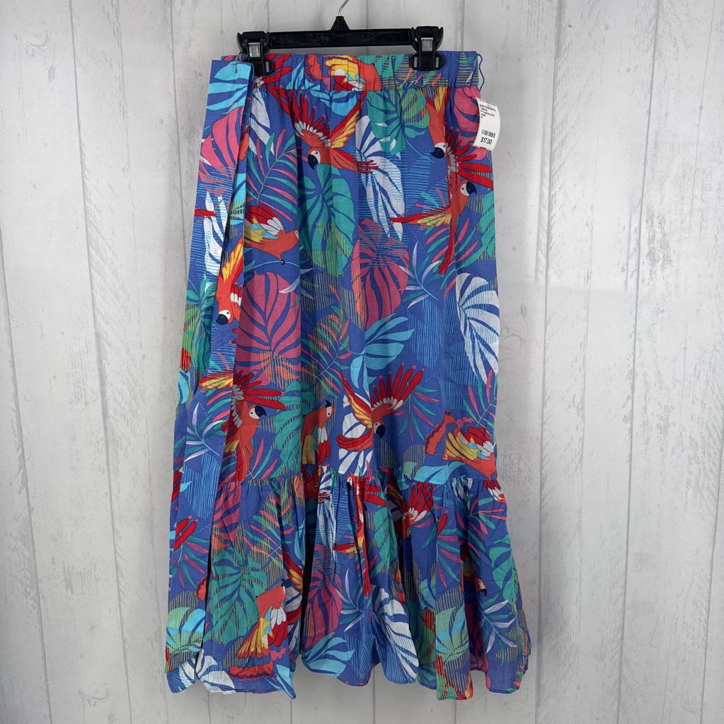 P tropical print belted skirt