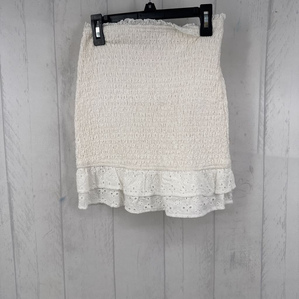 XS smocked eyelet ruffle skirt