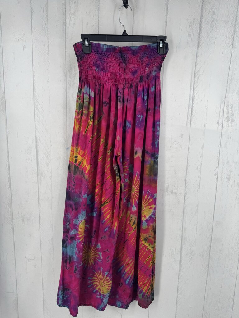L tie-dye smocked wide leg pant