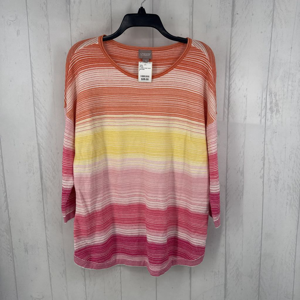 L ombre boat neck pullover 3/4 slv