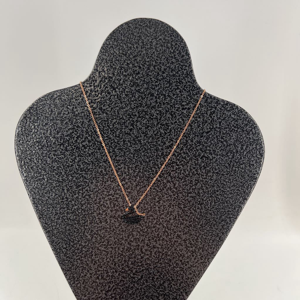 10" black rhinestone swan pendant necklace