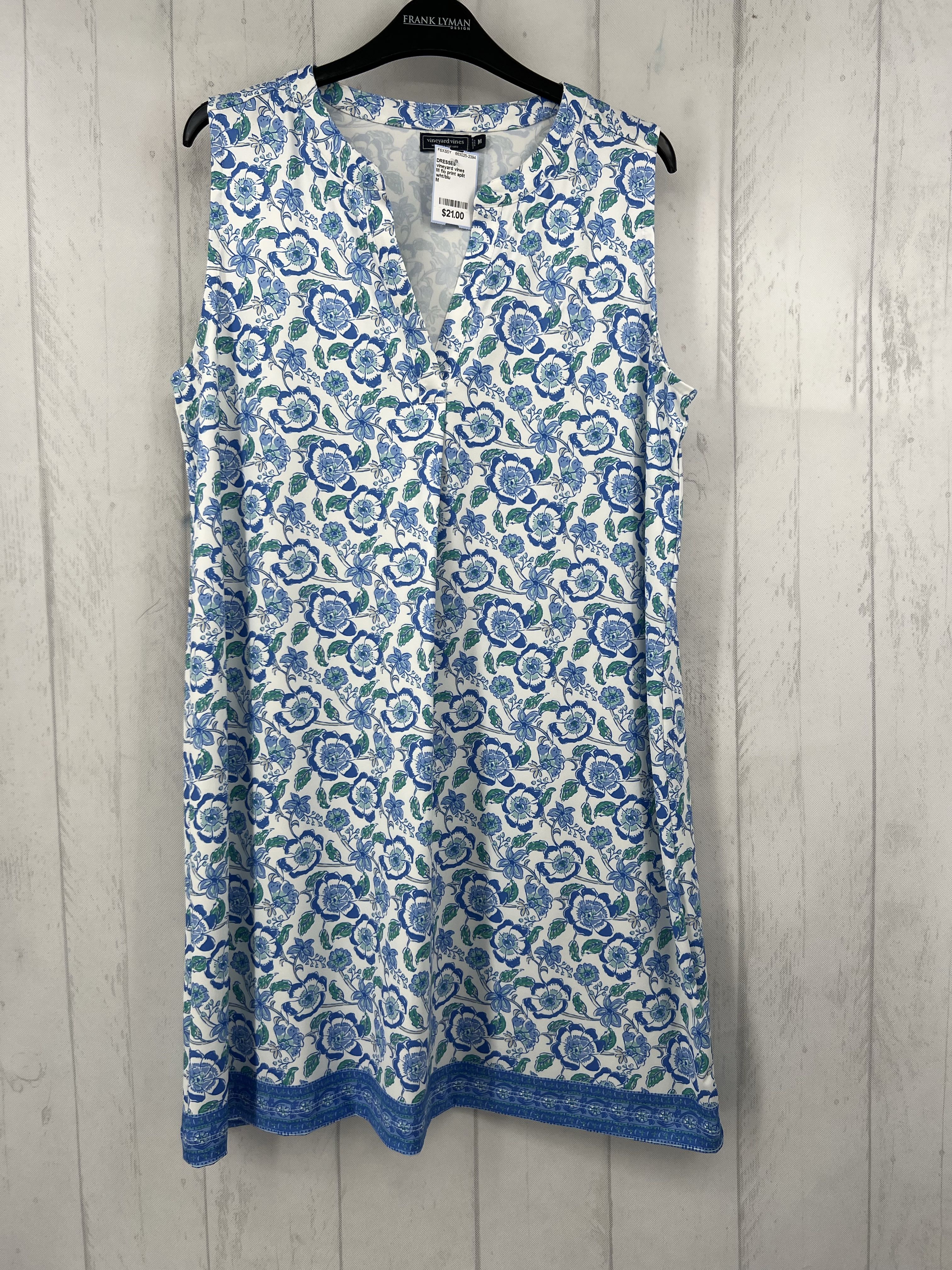 M flo print split neck slvls dress