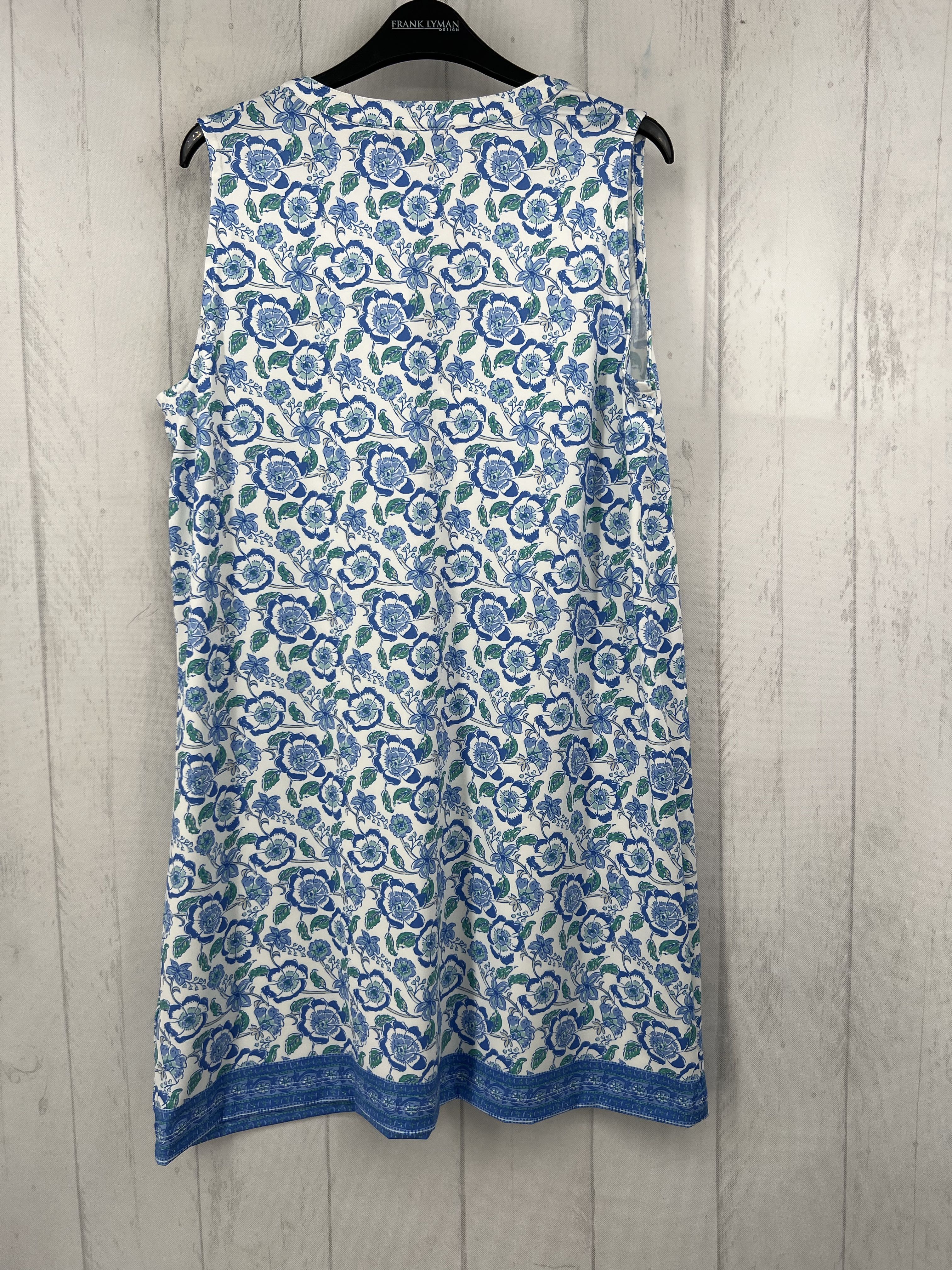 M flo print split neck slvls dress