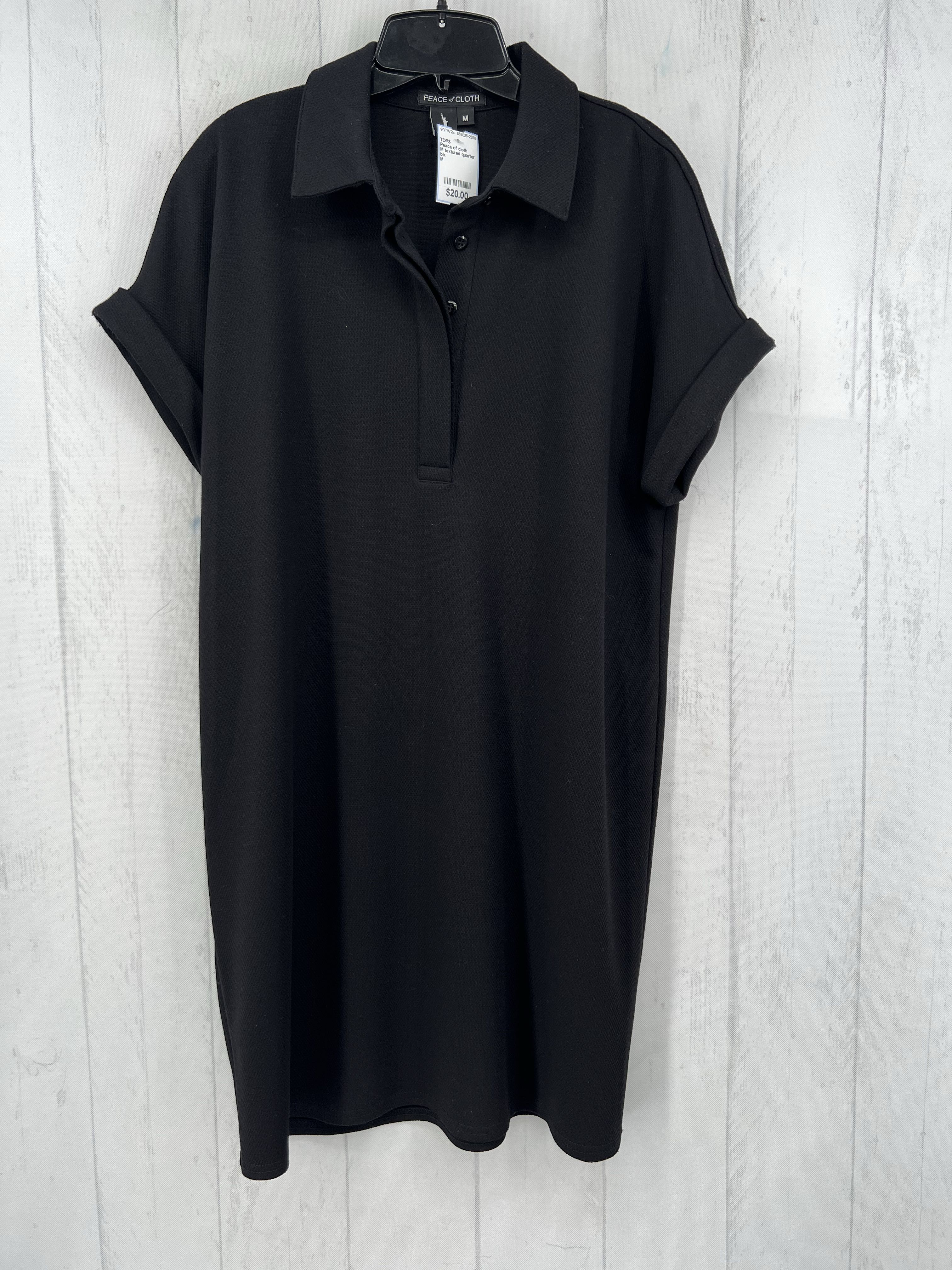 M textured quarter button down s/s top