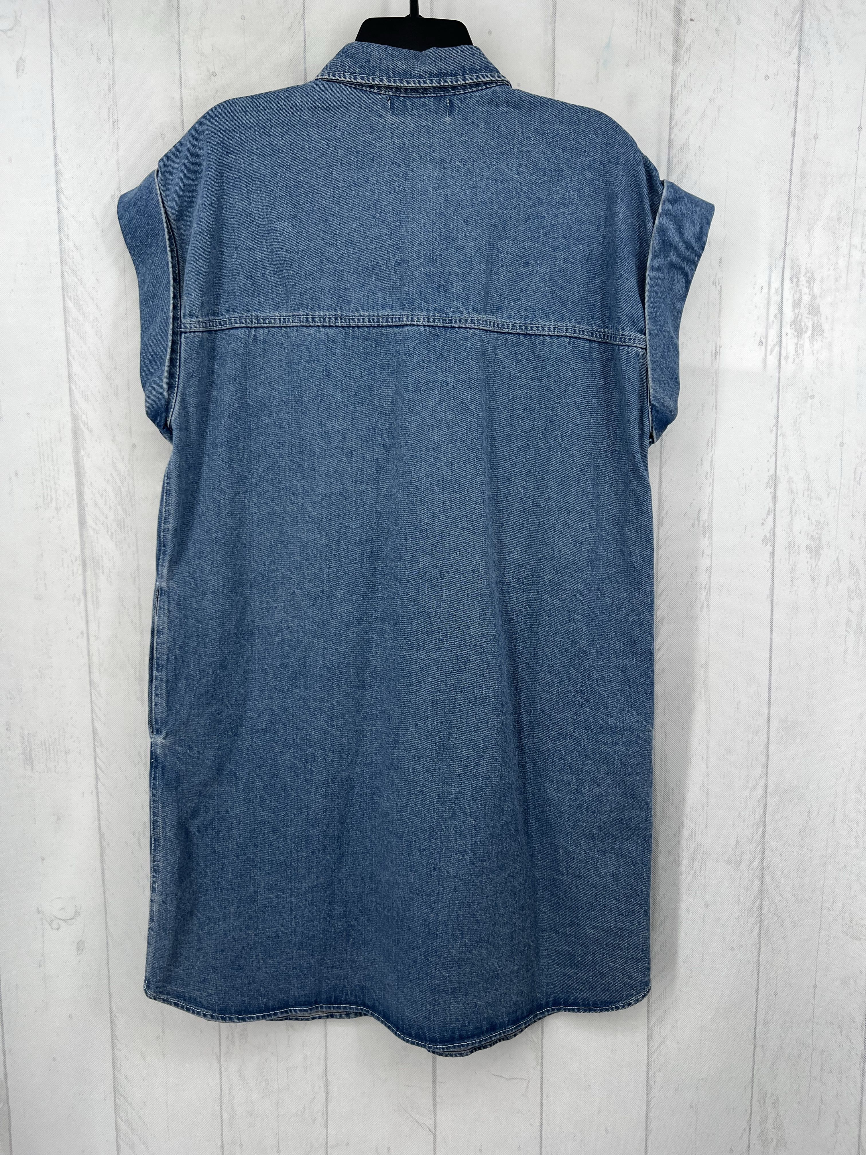 M button down tab slv denim dress