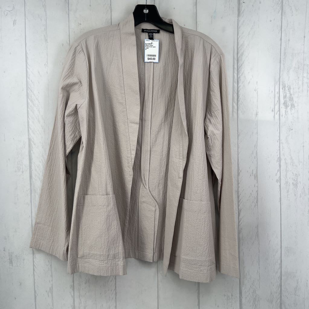 M textured open front blazer