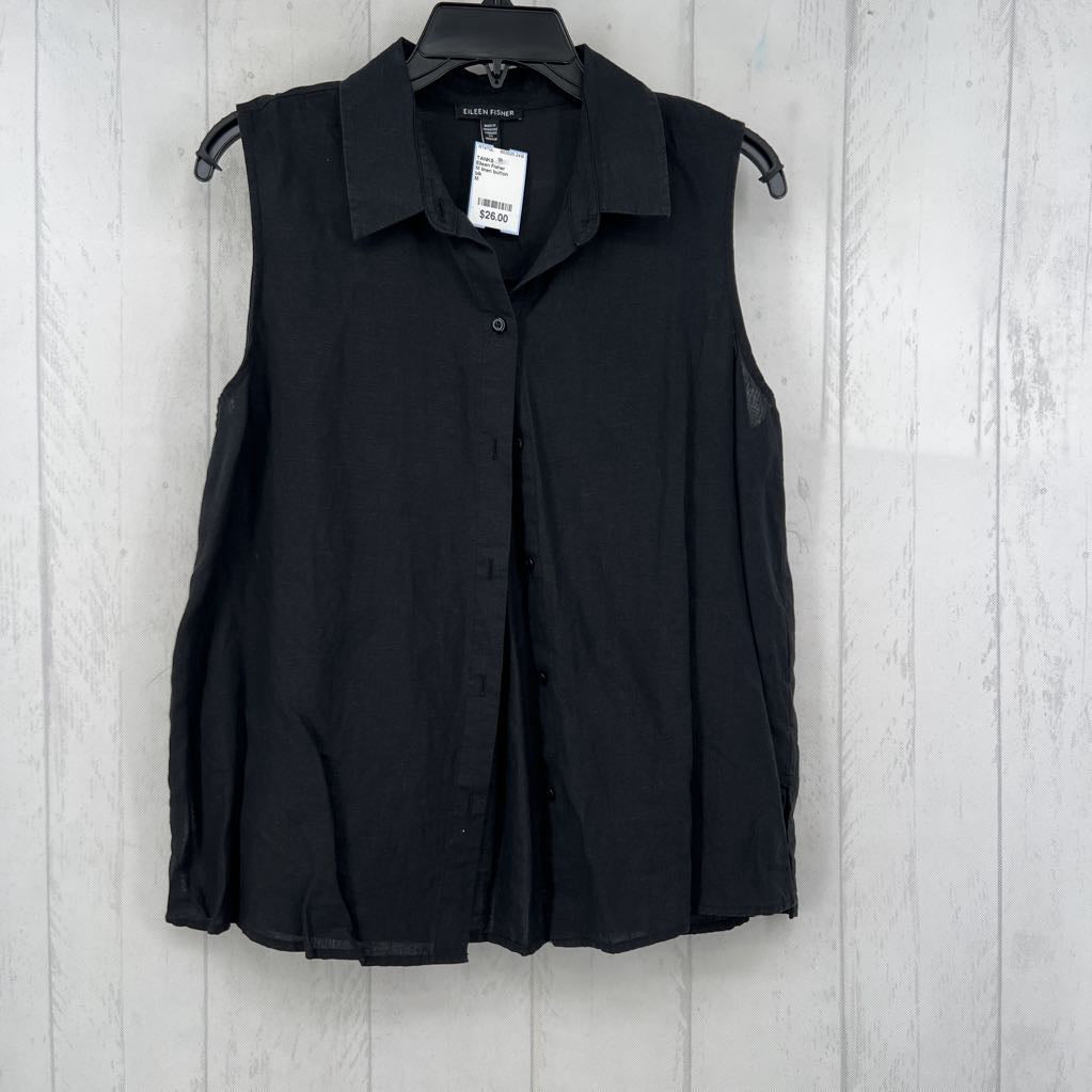 M linen button down slvls top