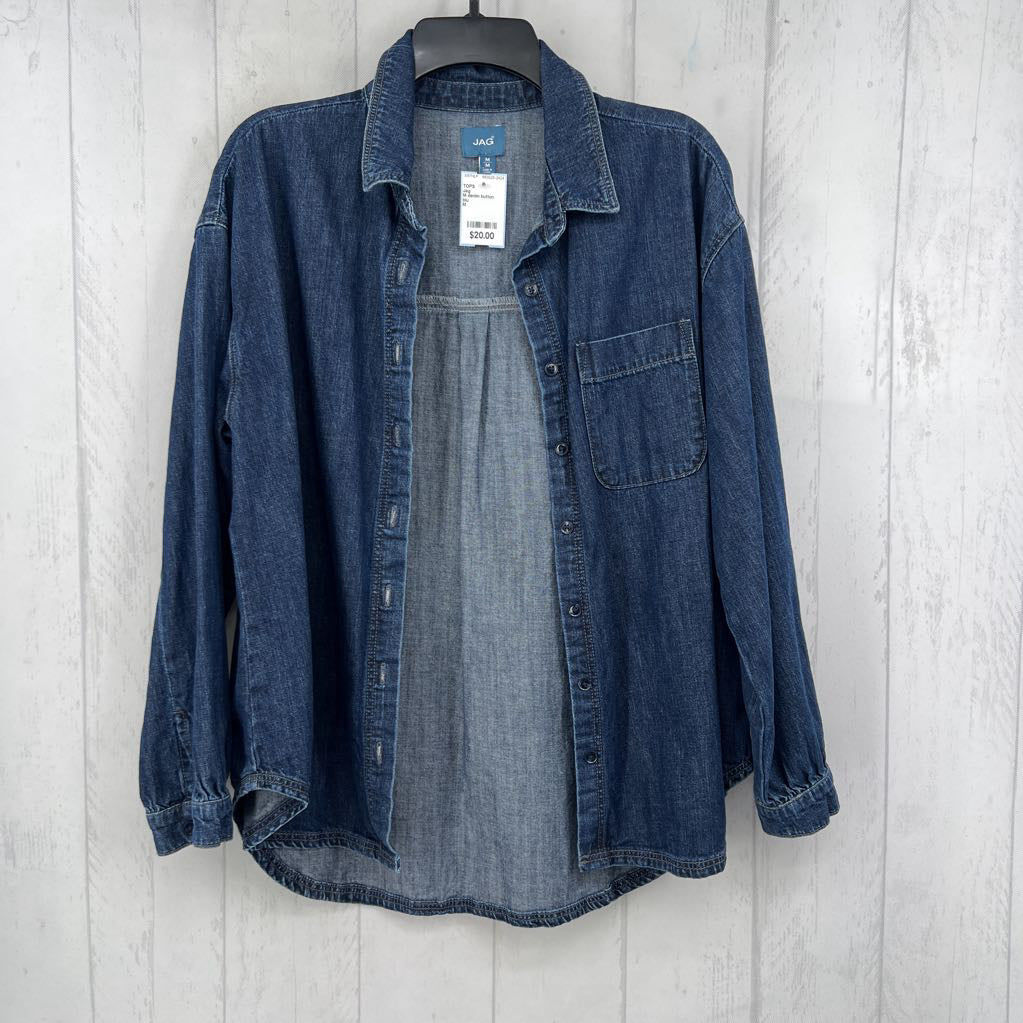 M denim button down l/s top