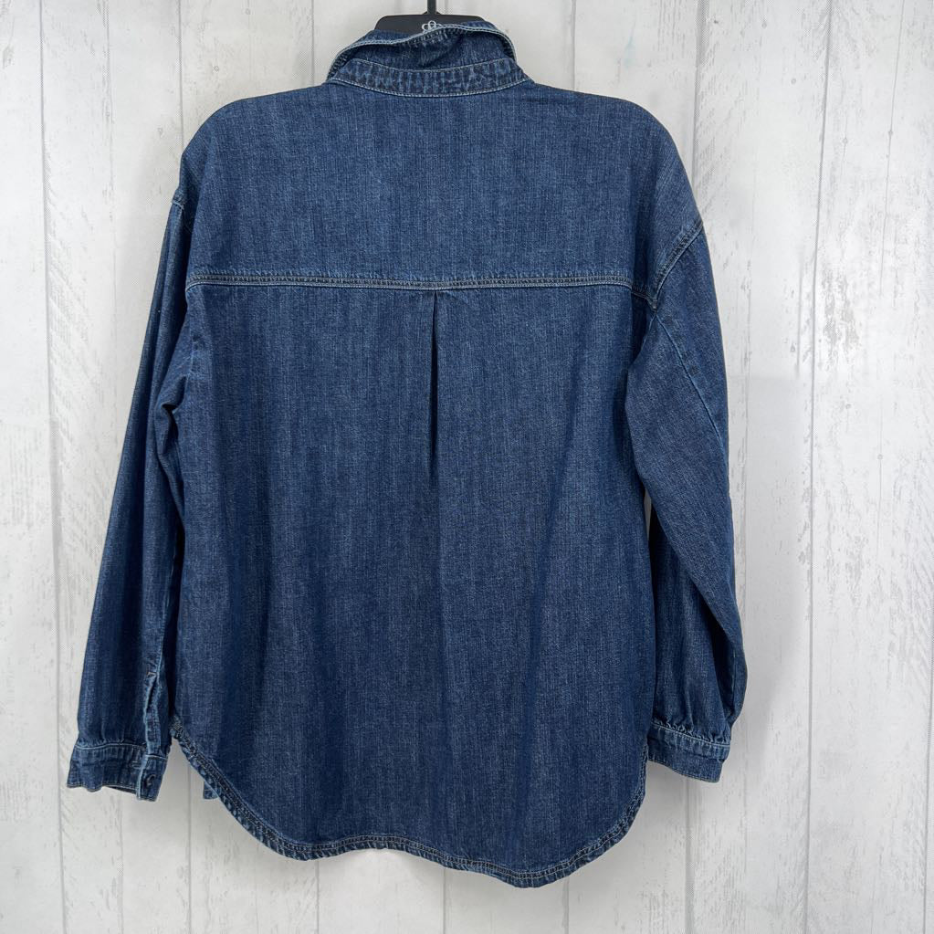 M denim button down l/s top
