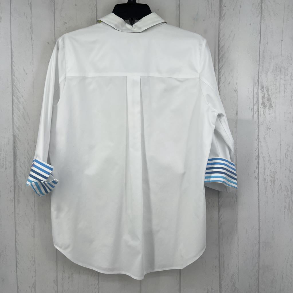 M button down cuffed 3/4 slv top