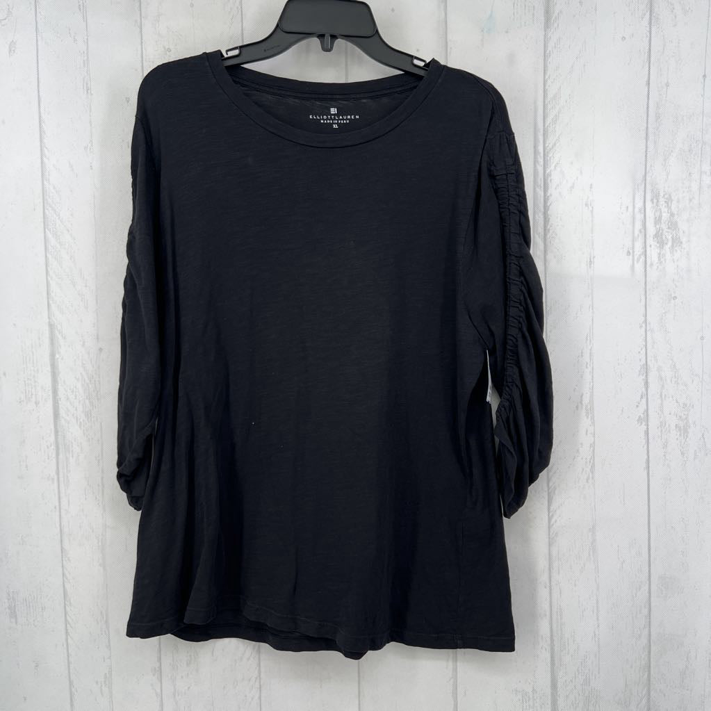 XL round neck ruched 3/4 slv tee