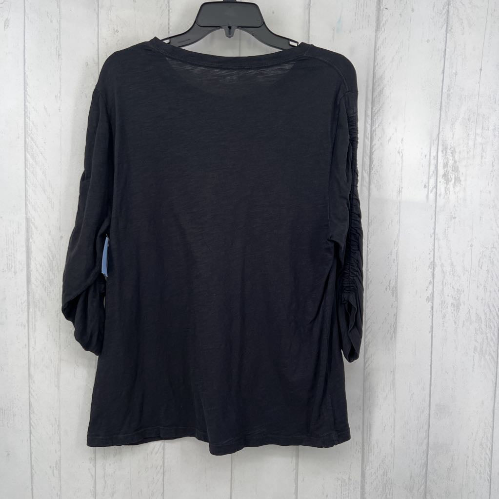 XL round neck ruched 3/4 slv tee