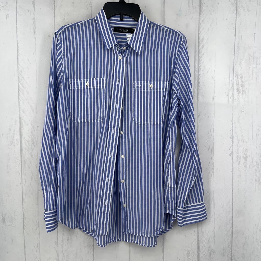 L striped button down l/s top